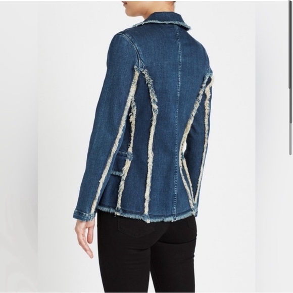 L’agence Kaydence Frayed Denim Blazer/Small - Picture 2 of 11